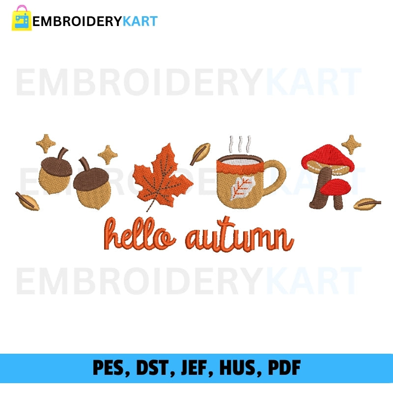 Hello autumn Halloween Embroidery file