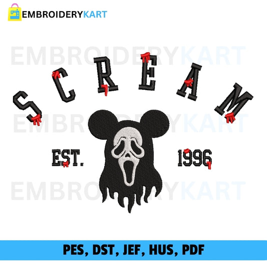 Ghost Face Mickey Halloween Embroidery file