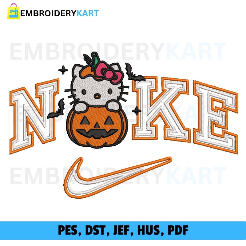 Nike kitty pumpkin Halloween Embroidery file