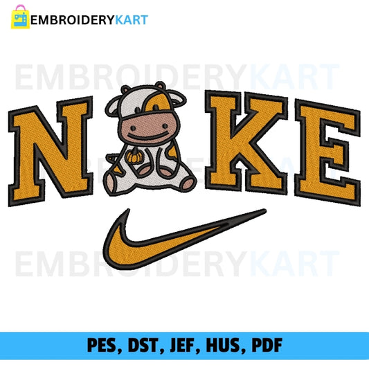 Nike Cow Pumpkin Halloween Embroidery file