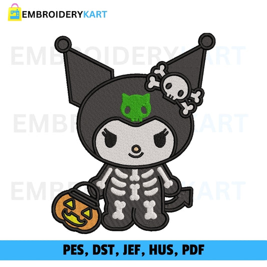 Hello Kitty skeleton Kuromi Halloween Embroidery file