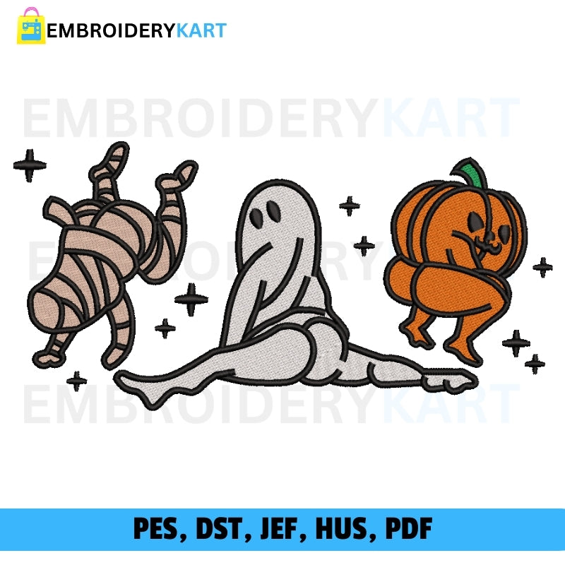 Funny Halloween Retro Funny Pumpkin Embroidery file