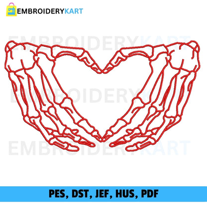 Red Skeleton Hands Embroidery file