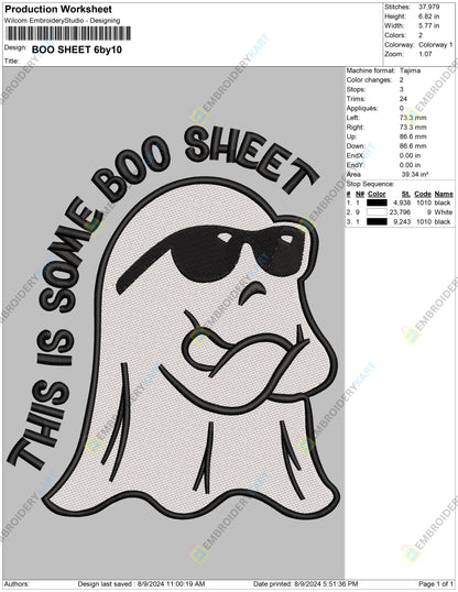 Funny Boo Halloween Embroidery file