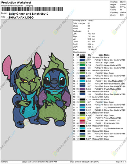 Grinch And Stitch Halloween Embroidery file