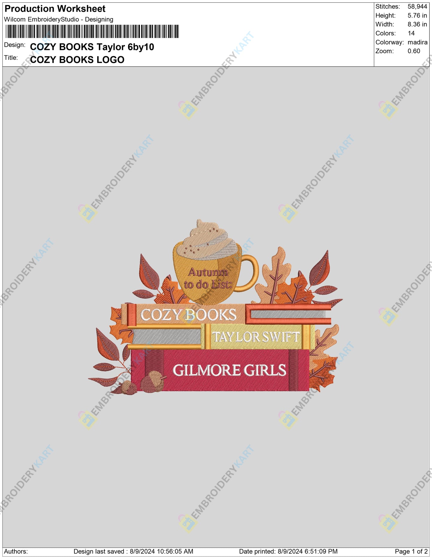 Autumn Aesthetic Stickers Halloween Embroidery file