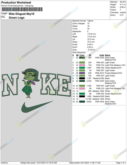 Nike Disgust Embroidery File