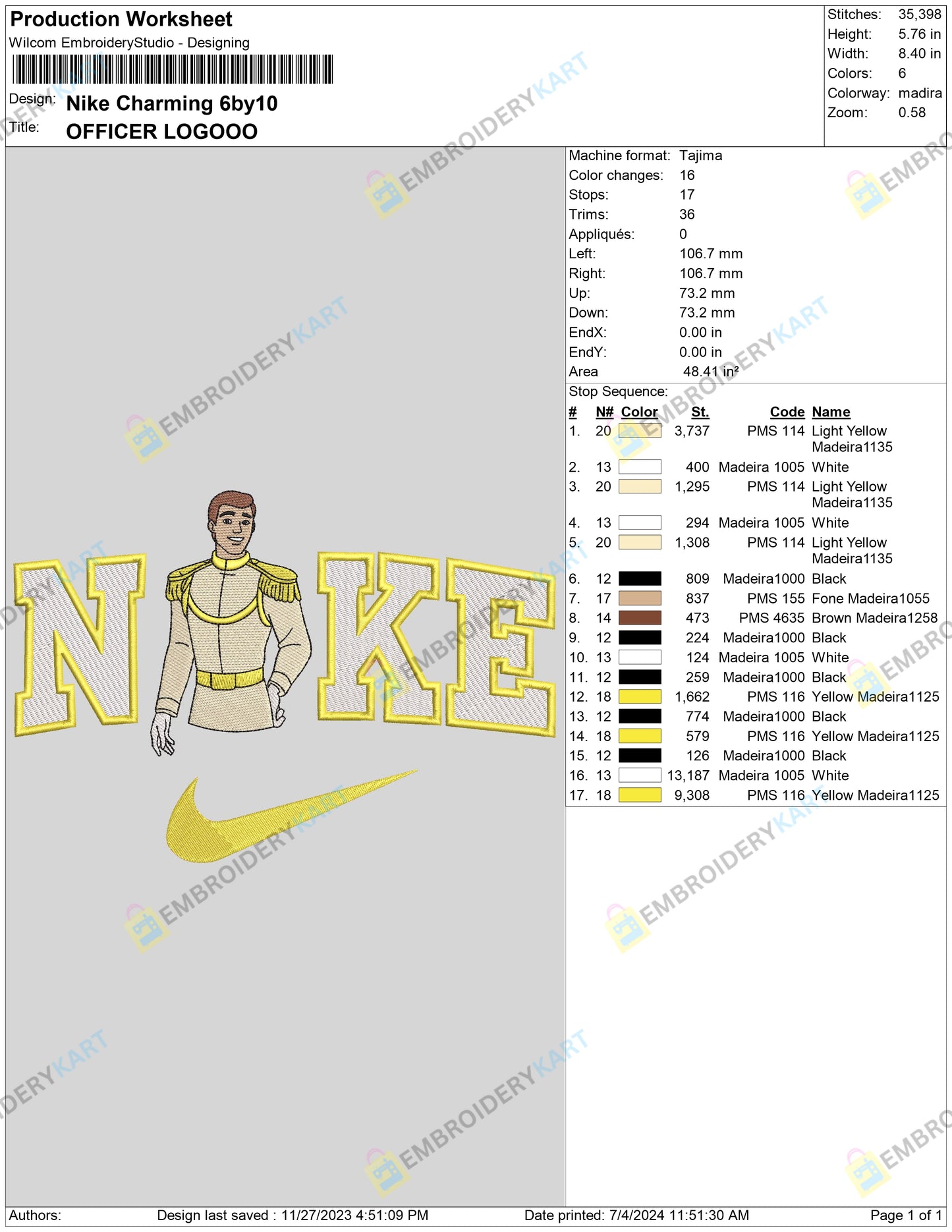 Nike Prince Charming Embroidery file