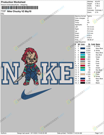 Nike X Chucky Embroidery File