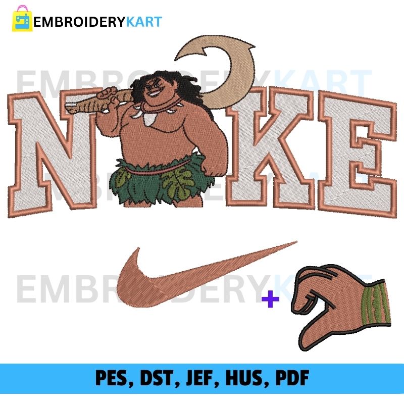 Nike Maui Hand Embroidery Design, Moana and Maui