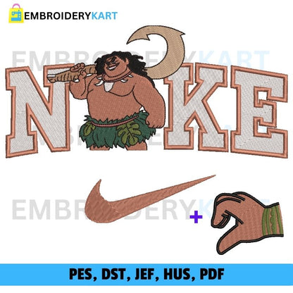 Nike Maui Hand Embroidery Design, Moana and Maui