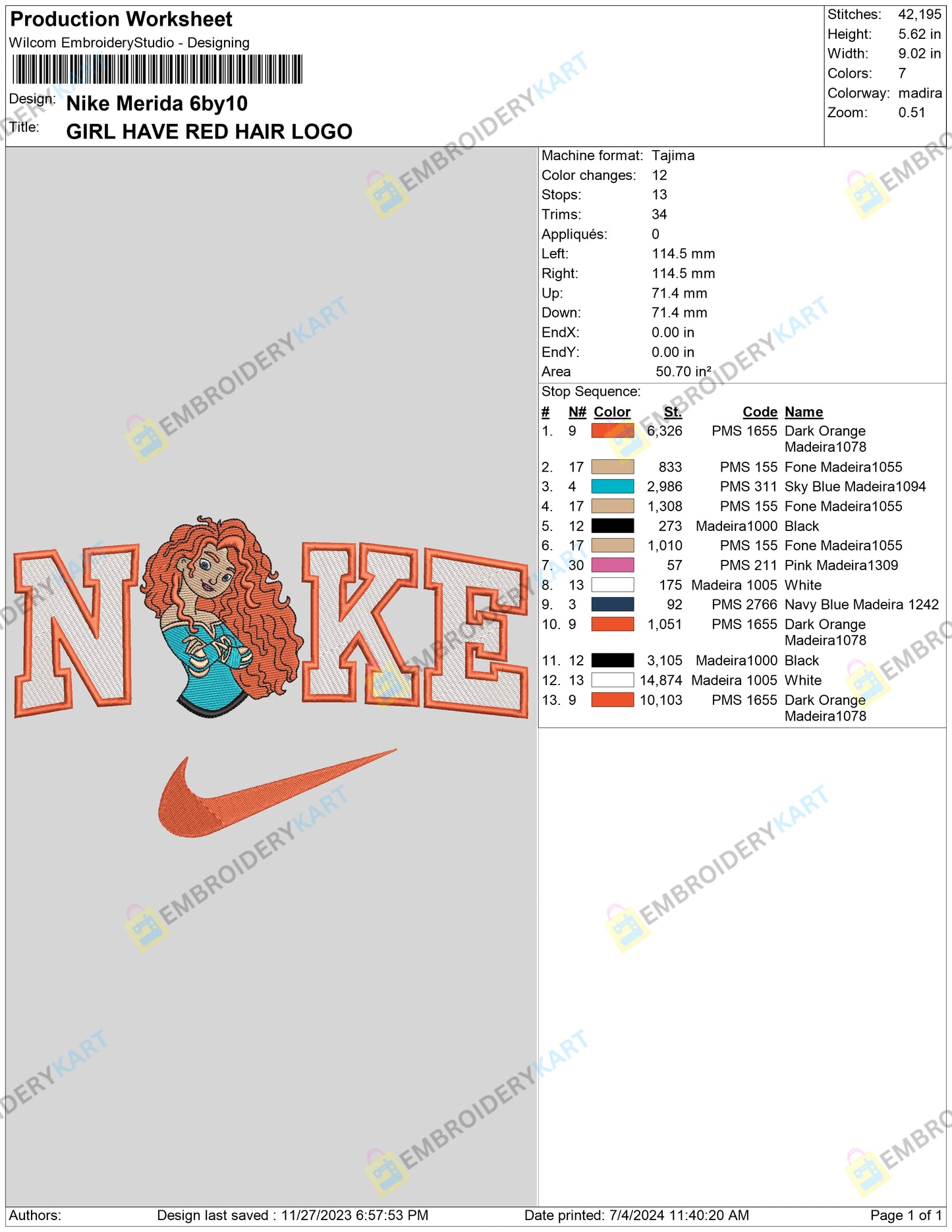 Nike Merida Embroidery File