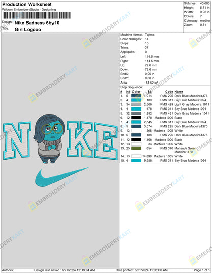 Nike Sadness Embroidery File