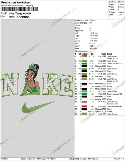 Nike X Tiana Embroidery File