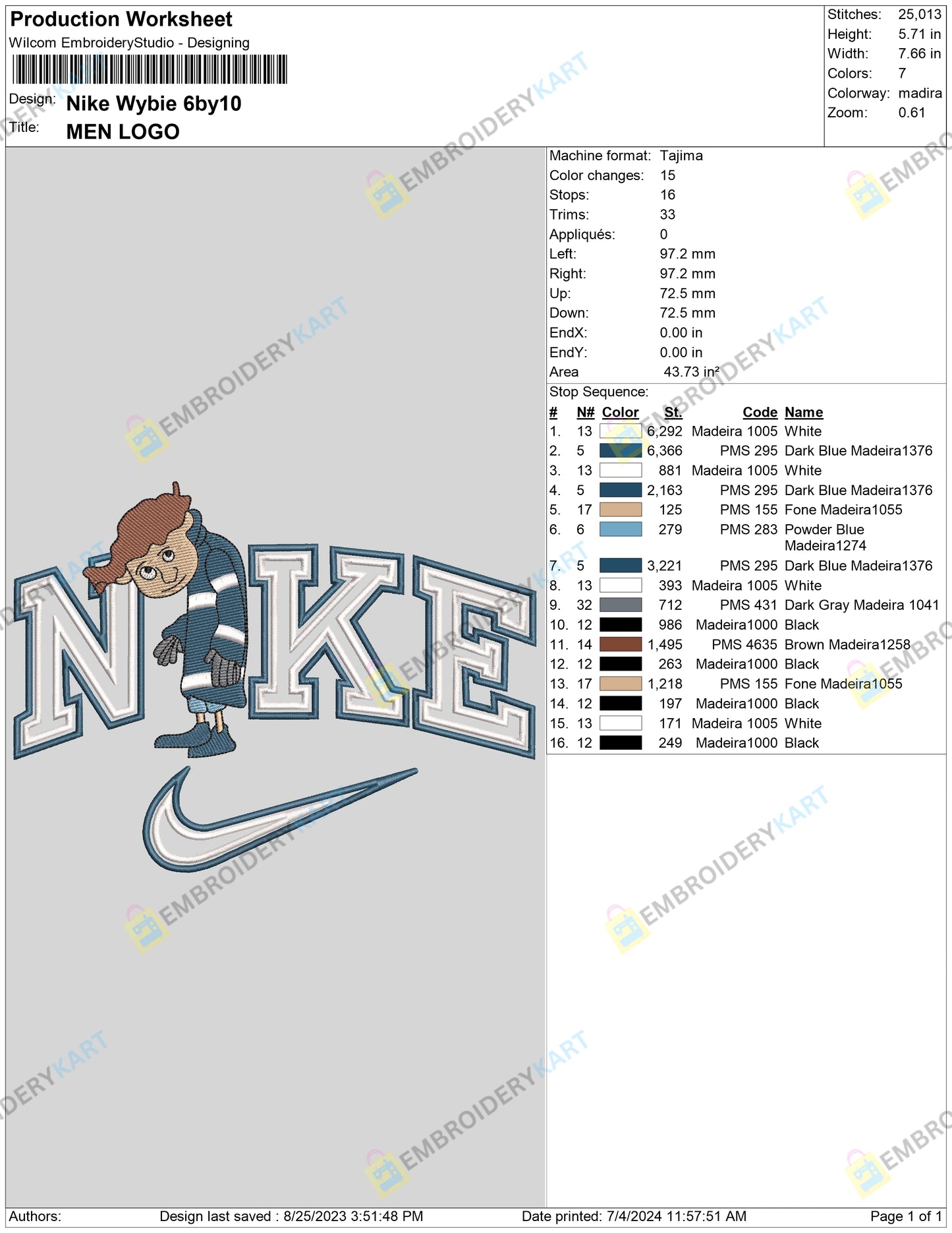 Nike Coraline and Wybie Couple Embroidery File