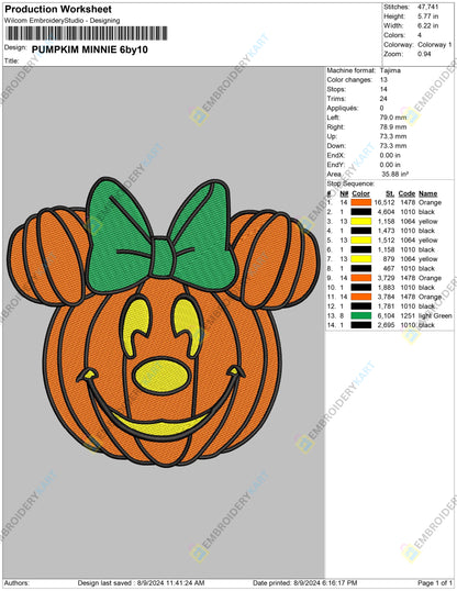 Pumpkin Minnie Halloween Embroidery file