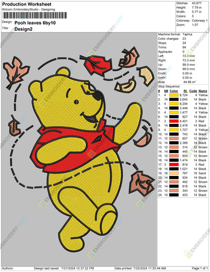 Pooh Embroidery Pattern Embroidery file