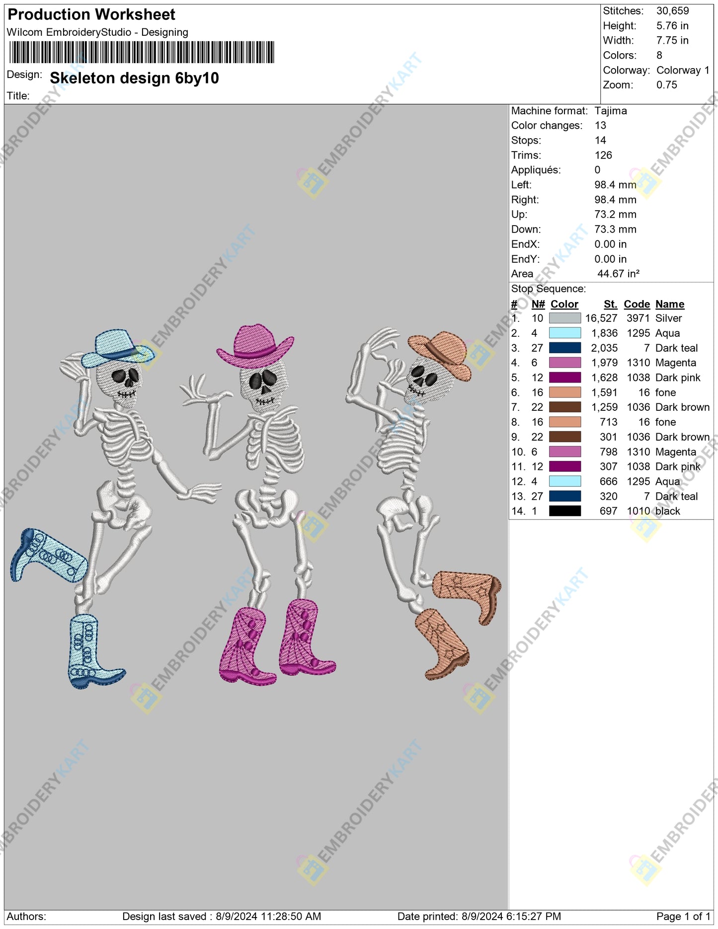 Dancing Skeletons Embroidery file