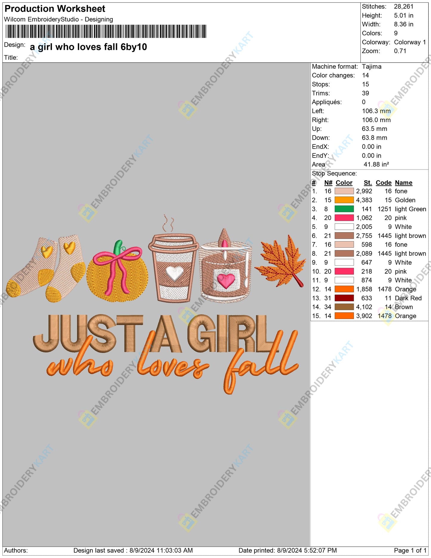 Just A Girl Who Loves Fall Embroidery file