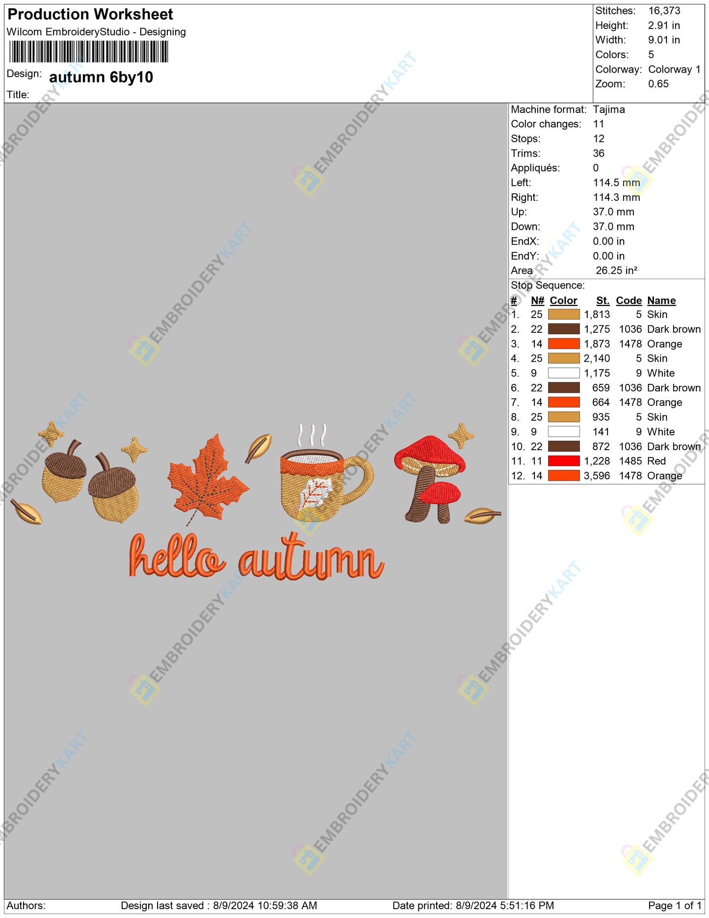 Hello autumn Halloween Embroidery file