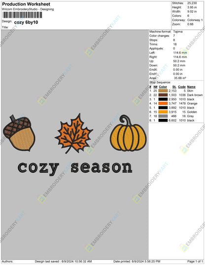 Cozy Season Halloween Embroidery file