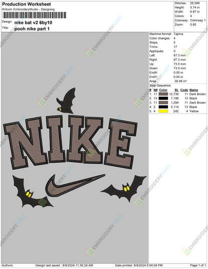 Nike Bats Halloween Embroidery file