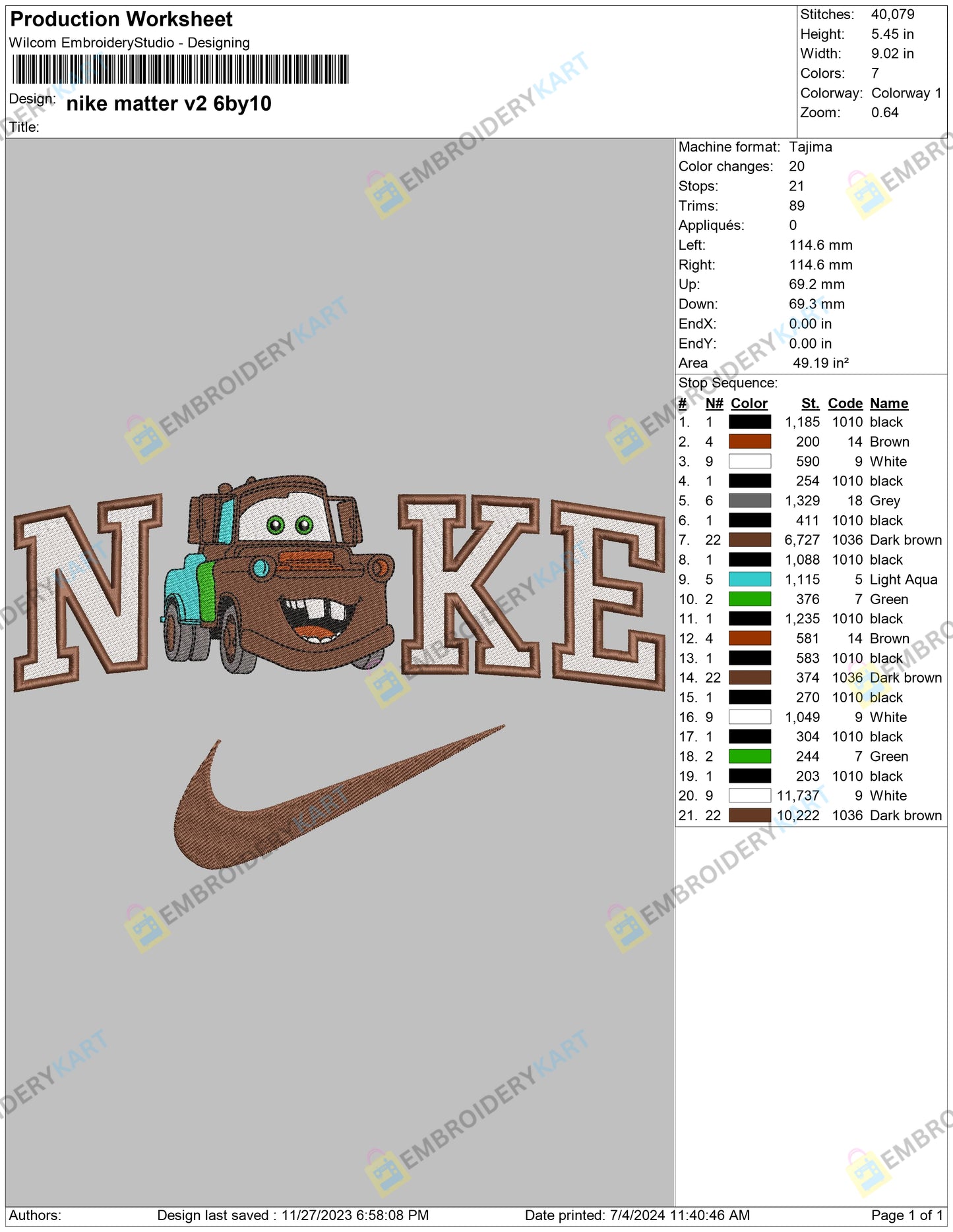 Nike Mater Embroidery design