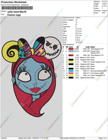 Sally Minnie Ears Embroidery file