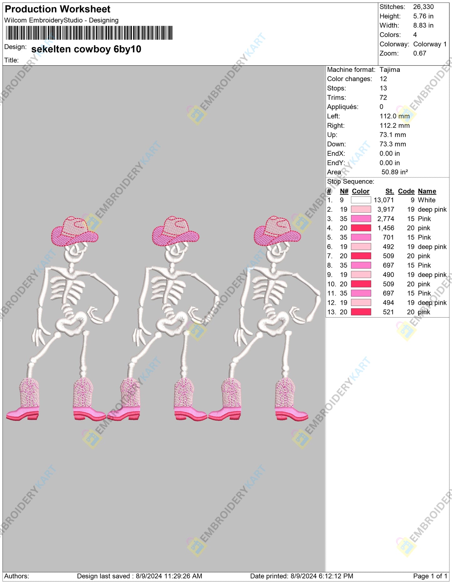 Dancing Skeleton Halloween Embroidery file