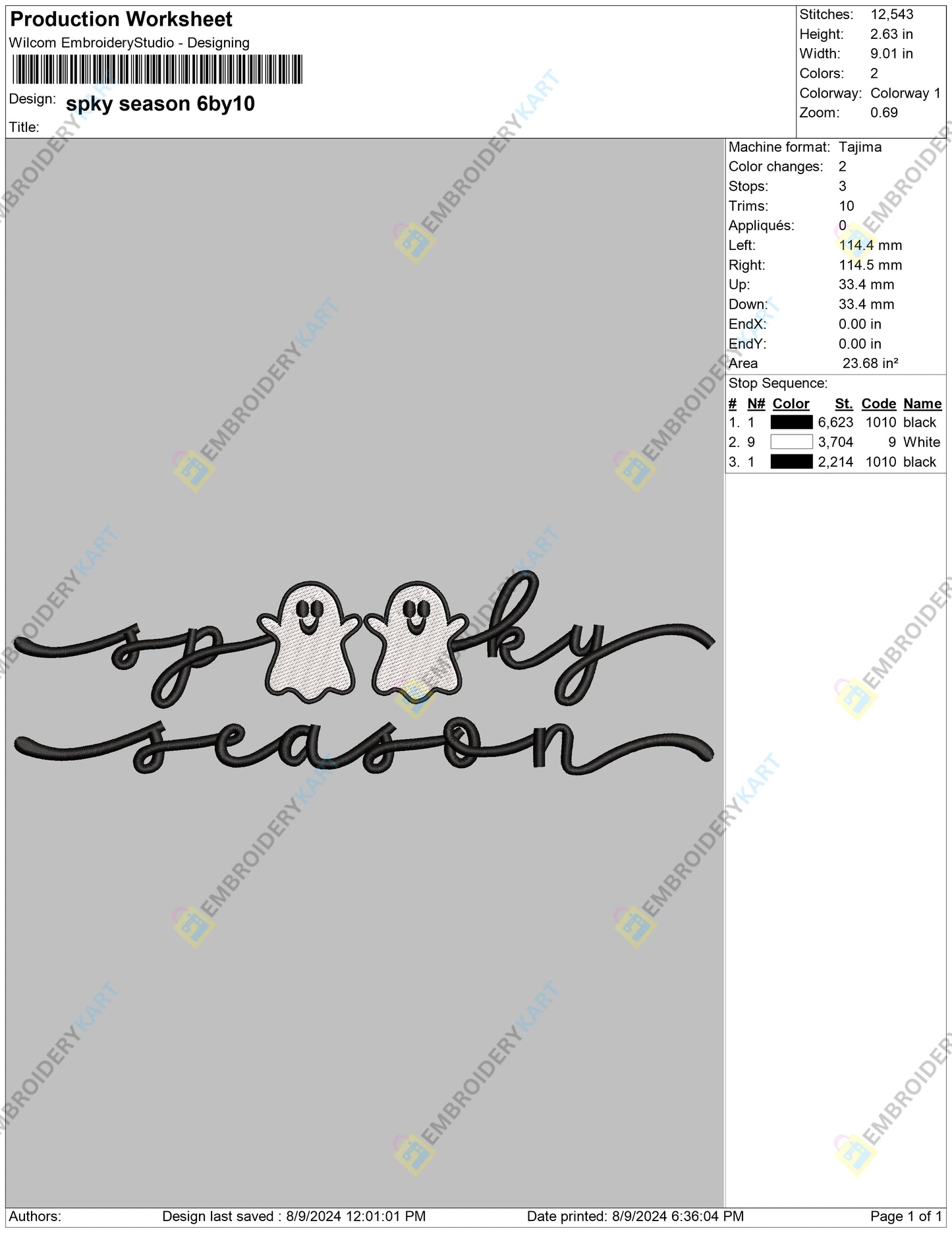 Spooky Season Ghosts Machine Halloween Embroidery File