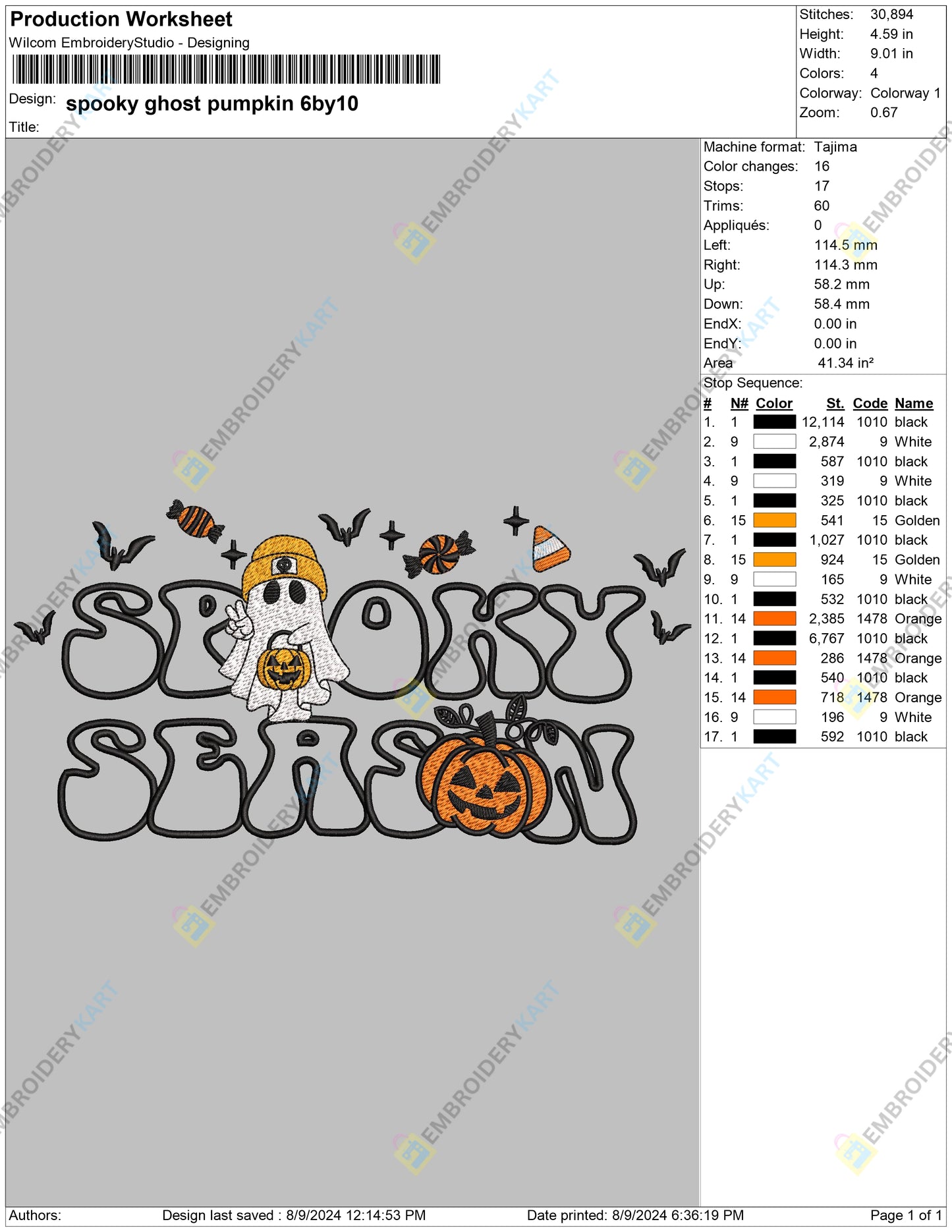 Groovy Ghost Spooky Season Halloween Embroidery file