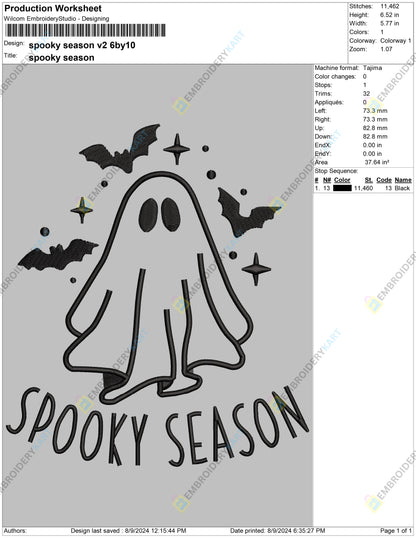 Spooky season Halloween Embroidery file