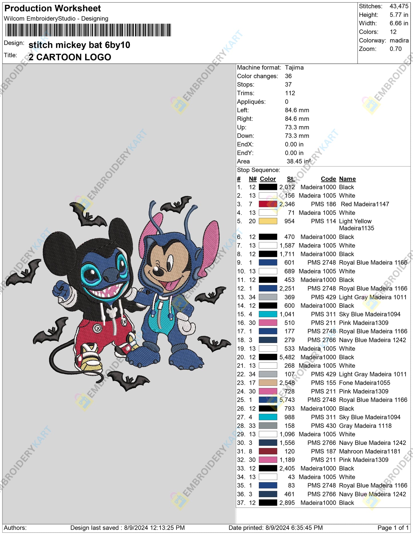 Mickey And Stitch Halloween Embroidery file