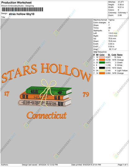 Stars Hollow Embroidery file