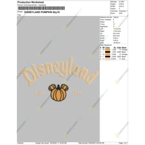 DISNEYLAND pumpkin Halloween Embroidery file