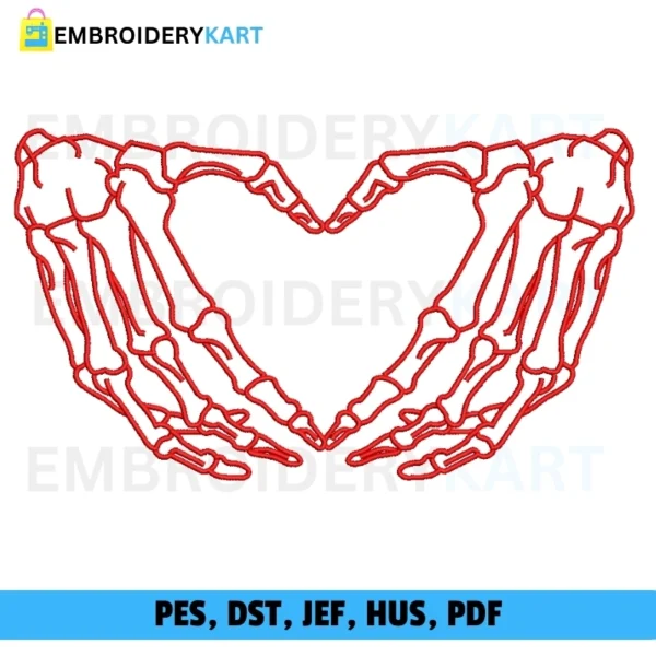 Red Skeleton Hands Embroidery file