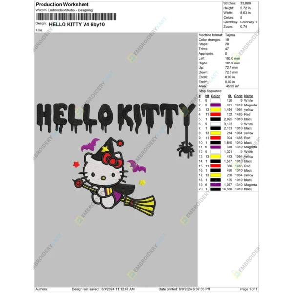 Hello Kitty Embroidery File - Image 2