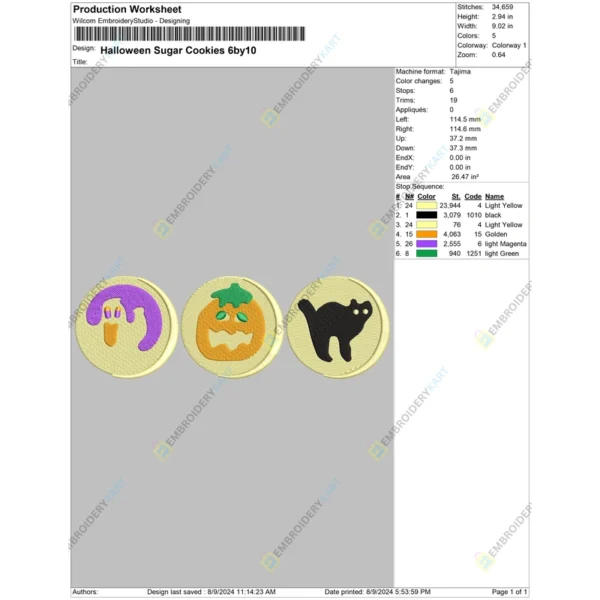 Halloween Sugar Cookie Embroidery file