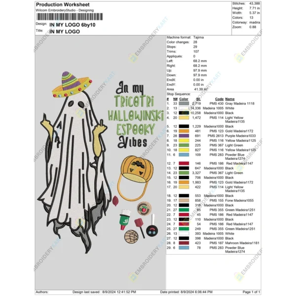 My TRICOT Ri Halloween Embroidery file