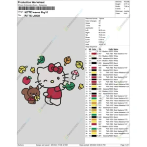 Hello kitty with leaves Halloween Embroidery file