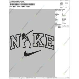 Nike skeleton Halloween Embroidery file