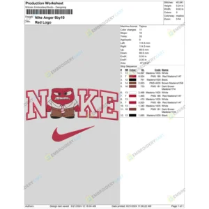 Nike Anger Embroidery File