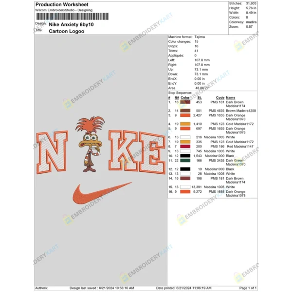 Nike Anxiety Embroidery File