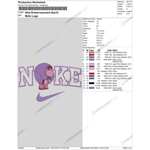 Nike Embarrassment Embroidery File ,Inside out Movie