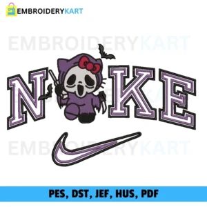 Nike Hello kitty Ghost Halloween Embroidery file