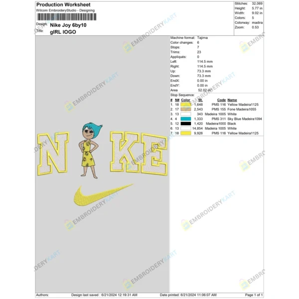 Nike Joy Embroidery File