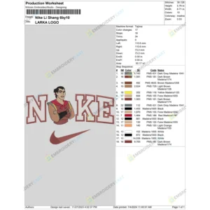 Nike Li Shang Hand Embroidery File