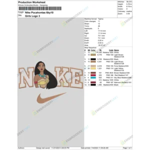 Nike Pocahontas Embroidery File