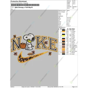 Nike Snoopy Halloween Embroidery file