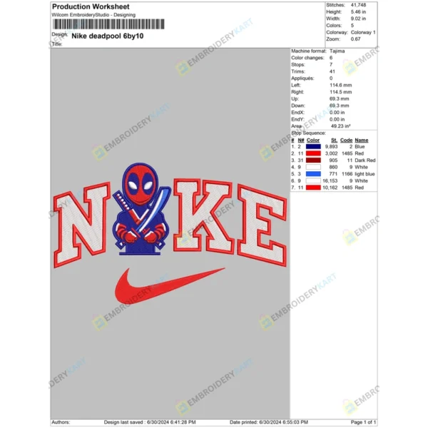 Nike wolverine X Deadpool Embroidery File - Image 2